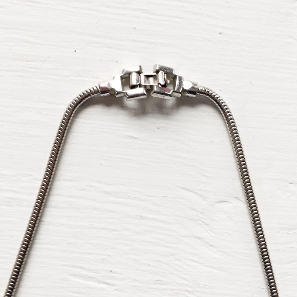 Antique 1950s Rhinestone Sterling Silver Necklace - Picture 7 of 7